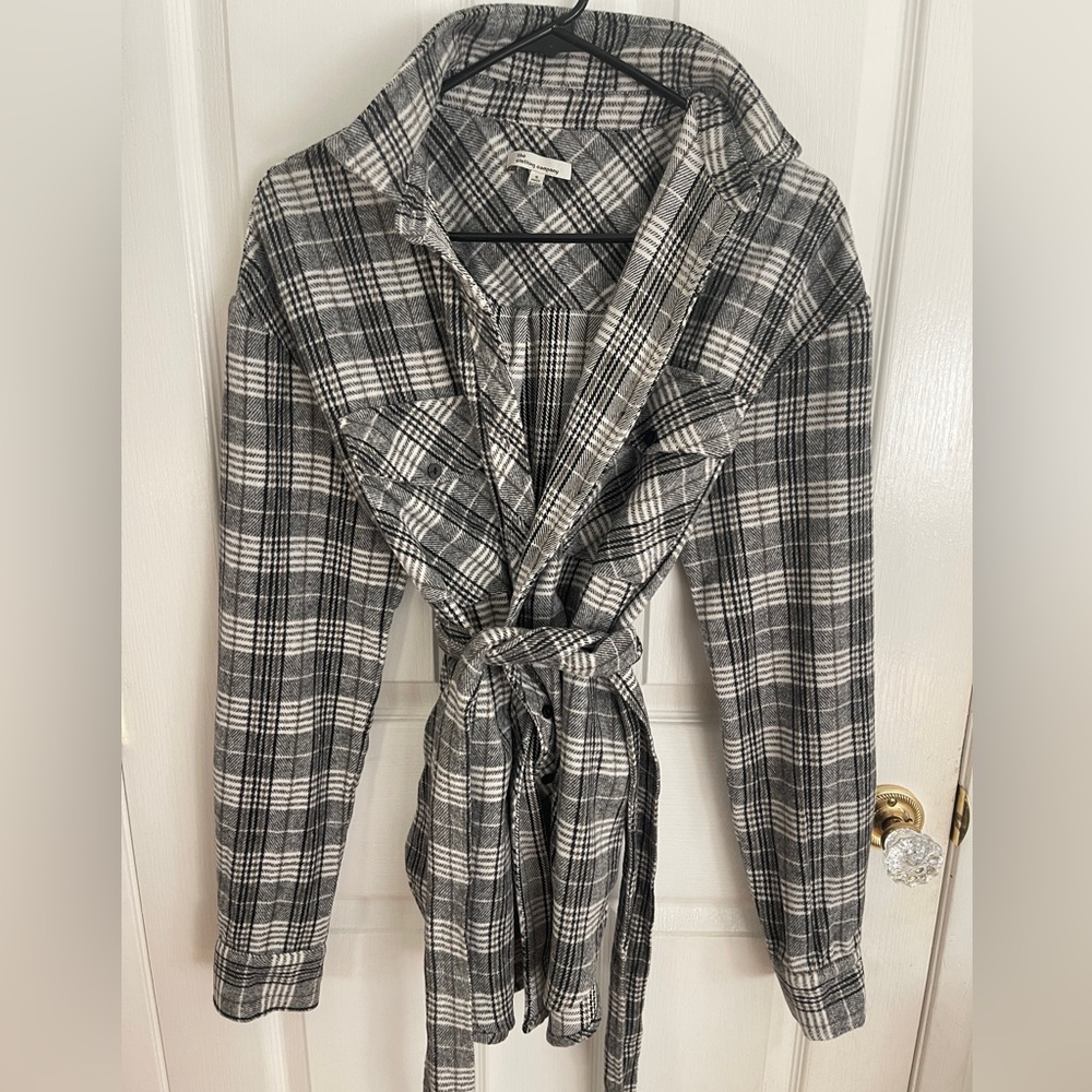 Women’s Plaid Belted Shacket Dress (Size S)